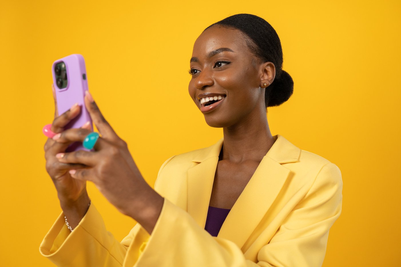 Tech Humans Portrait of a Woman Using Smartphone