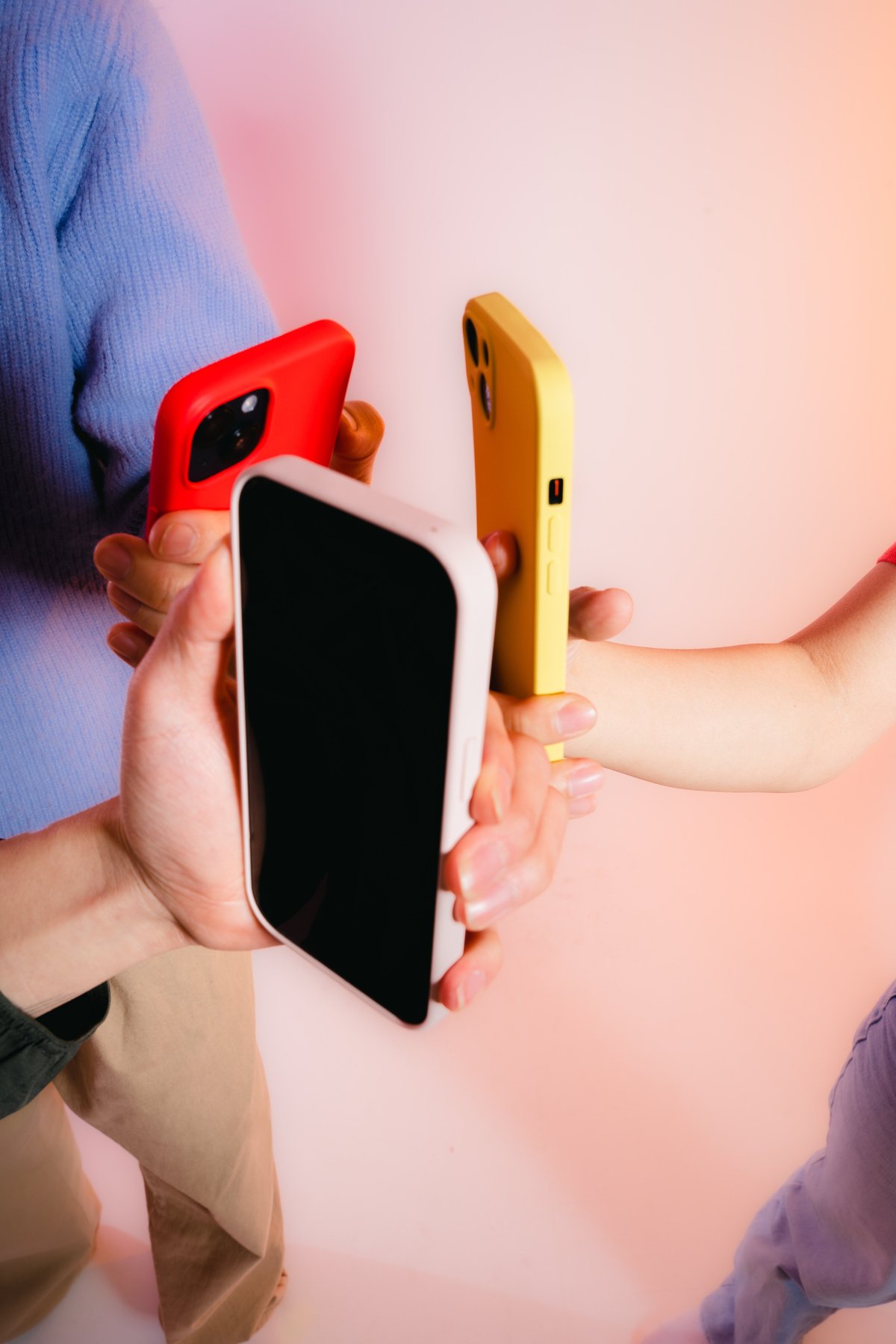 High Flash Casual Tech Portraits Hands Holding Smartphones